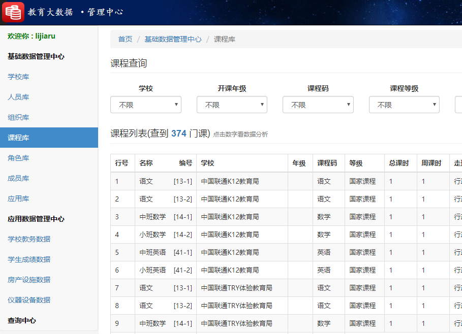 世界杯体育官方网站教育大数据系统课程库